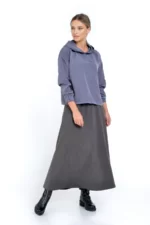 Rochie lunga larga gri antracit